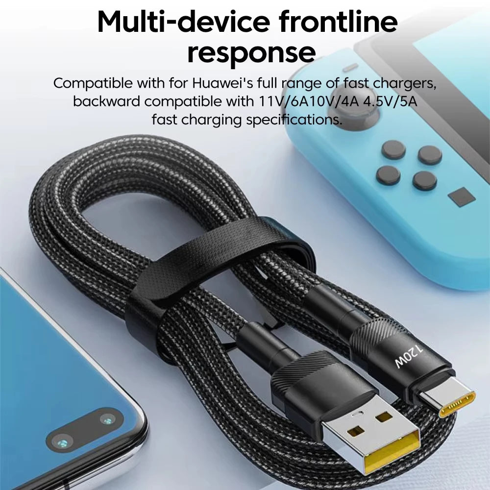 NNBILI 120W USB Type C Cable Fast Charging Type-C Charger Data Cord For iPhone 17 16 15 Pro Max Huawei Mobile Phone USB C Wire