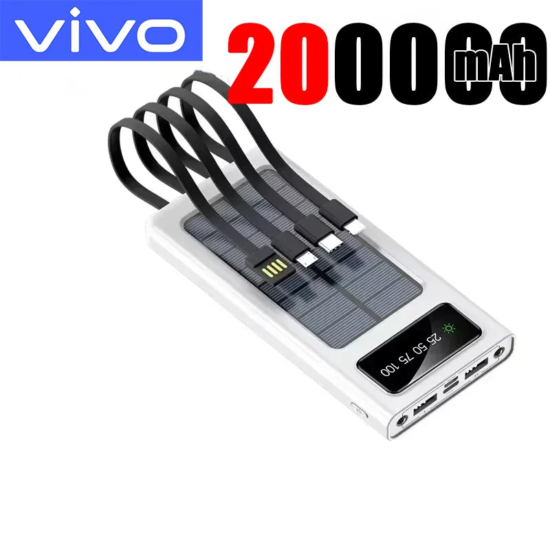 VIVO 500000mAh Large Capacity Solar Power Bank 4 in1 Cables Portable Power Bank Super Fast Charging Powerbank For iPhone 2026New