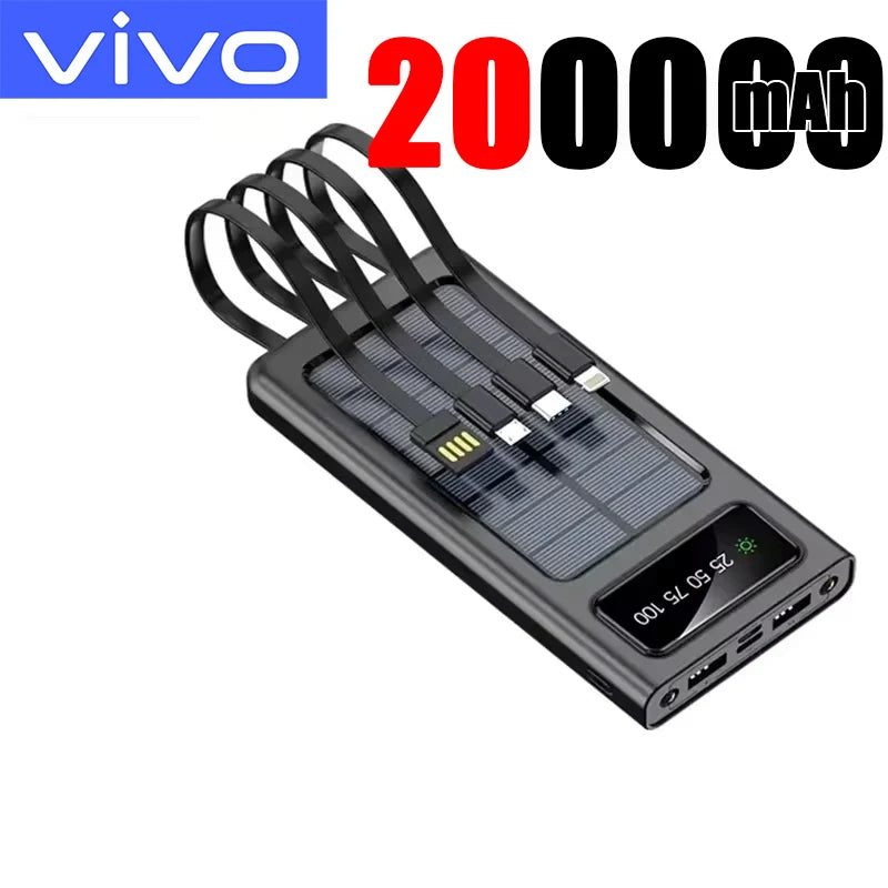 VIVO 500000mAh Large Capacity Solar Power Bank 4 in1 Cables Portable Power Bank Super Fast Charging Powerbank For iPhone 2026New