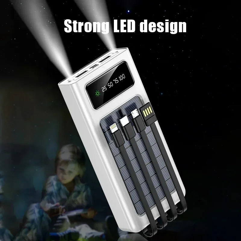 VIVO 500000mAh Large Capacity Solar Power Bank 4 in1 Cables Portable Power Bank Super Fast Charging Powerbank For iPhone 2026New